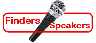 Finders Speakers logo (mic positioned between Finders and Speakers